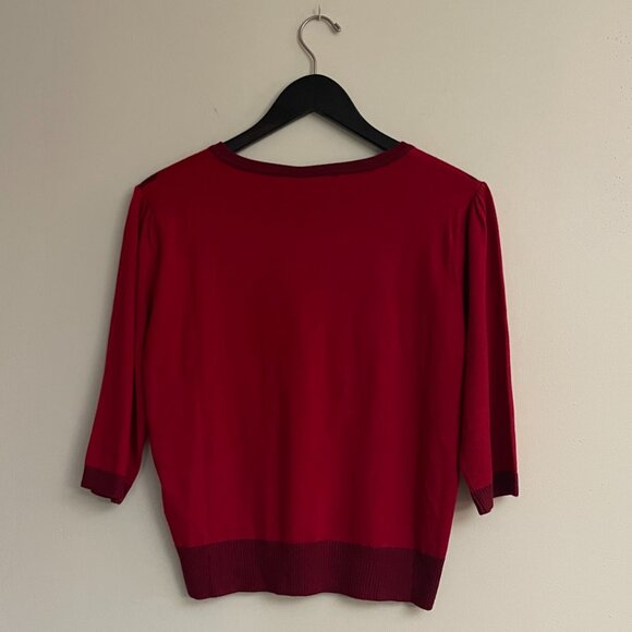 Voodoo Vixen Red Chevron Knit Sweater Top Vintage Pin Up Rockabilly Style, Sz 10 - Picture 3 of 7